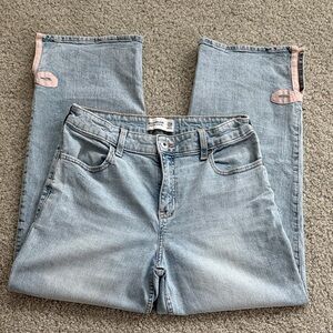 Abercrombie & Fitch Kids Light Blue Jeans with Pink Bow hem
